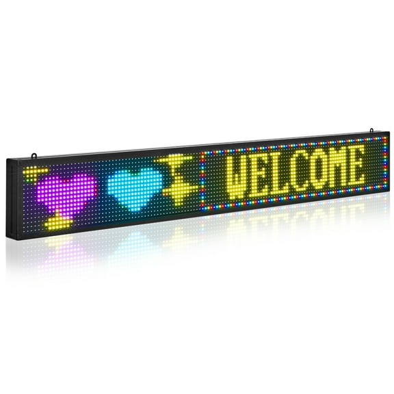 VEVOR Programmable LED Sign, P10 Full Color Flexible Digital Scrolling Panel, DIY Custom Text Pattern GIF Display Board, Bluetooth APP Control Message Shop Sign for Store Business Advertising