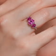 thumbnail image 4 of Gem Stone King 10K White Gold Pink Created Sapphire Red Created Ruby and White Lab Grown Diamond 3 Stone Engagement Ring for Women (2.69 Cttw, Gemstone Birthstone, Available in Size 5, 6, 7, 8, 9), 4 of 5
