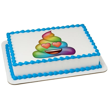 Emoji Rainbow Love Poo Poop 2 Round Cupcake Sheet Image Cake