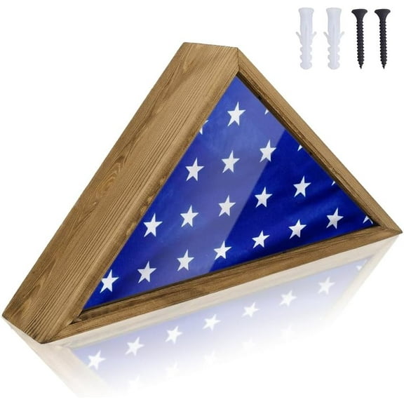Triangle Flag Box Wall Mounted/Standing Display Flag Display Case with Clear Windows 17.44 x 8.9 Inch Military Flag Shadow Box for Veterans Burial Flag