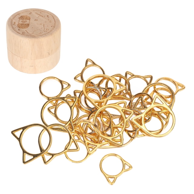 30pcs Cat Ear Knitting Stitch Markers Gold DIY Handcraft Plating Cute Stitch Marker Rings for Jewelry Craft