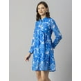 thumbnail image 3 of Moomaya Womens Solid Cuffed Sleeves Dress, Mandarin Collar Mini Dress, 3 of 8