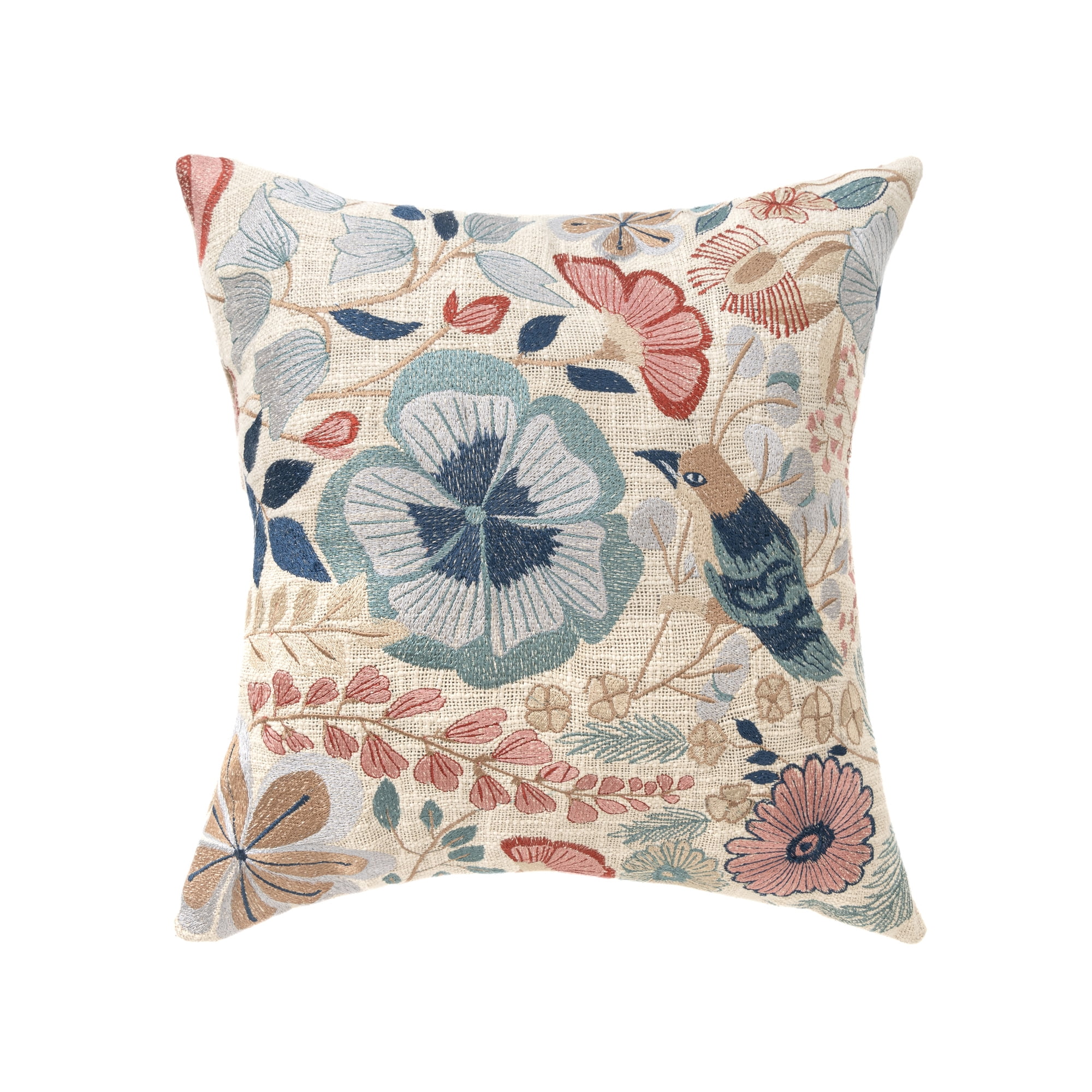 Harlow Hill Camden 24" x 24" Ivory Multi Floral Cotton Adult Decorative Throw Pillow Cover