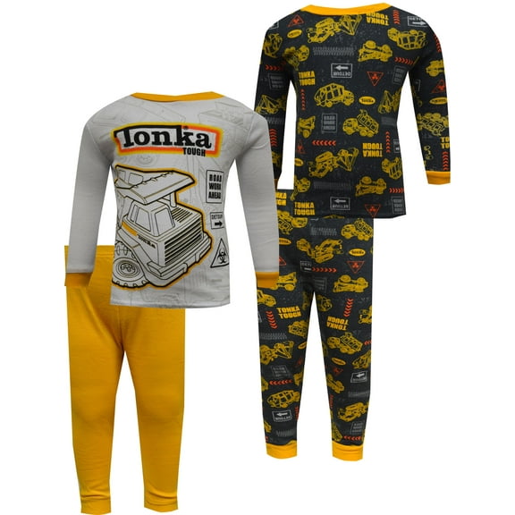 Komar Kids Boys Tonka Truck Road Signs 4 Pc Cotton Toddler Pajamas (3T)