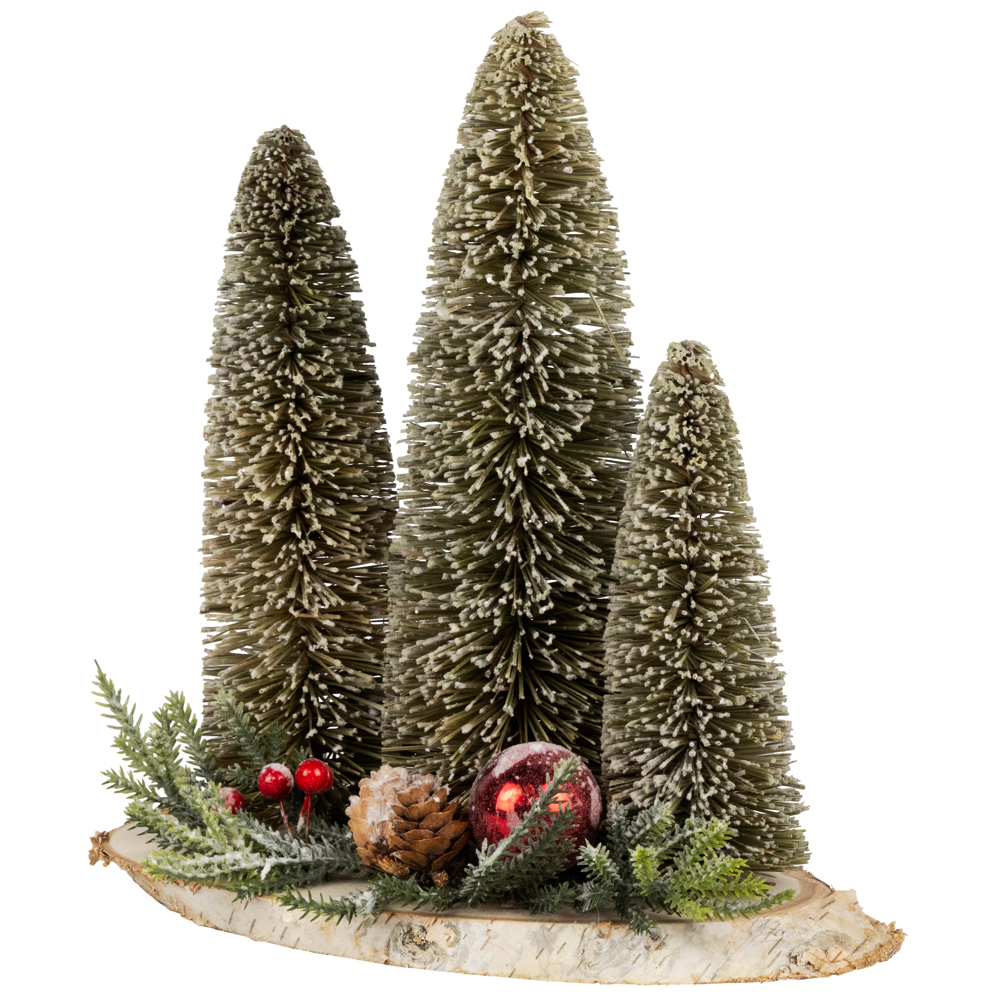 Northlight Frosted Bottle Brush Tree Trio Christmas Decoration - 10.25"