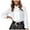 White, variant on Women's Long Sleeve Cotton Bow Tie Shirts Casual Loose Blouses Tops Red XXL