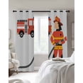 thumbnail image 4 of Firefighters Blackout Curtains for Bedroom Living Room Darkening Curtains 84 Inch Length 2 Panels Set Cartoon Red Uniform Fire Truck Grey Window Curtain Window Treatment Grommet Drapes 42"x84", 4 of 9