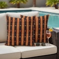 thumbnail image 3 of 2 Pack Outdoor Waterproof Throw Pillow Covers,Striped Southwest Ethnic Trial Style Decorative Square Patio Pillowcases for Chair Couch Sofa 16x16in, 3 of 9
