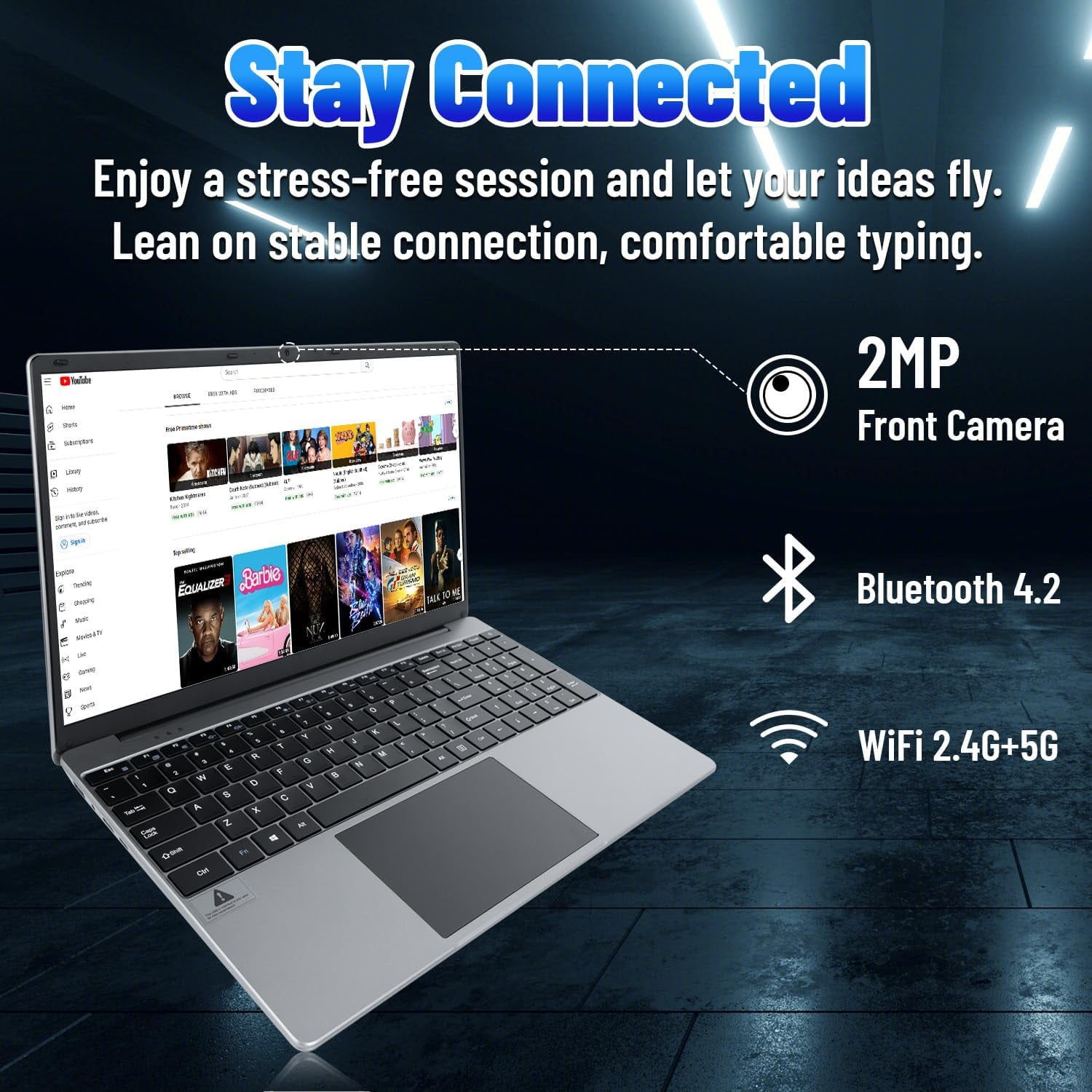 AEEZO 15.6 inch Laptop, 16GB RAM 512GB ROM, Intel Celeron Quad-Core ,N5095,1080P FHD, 38000mWh Battery, Windows 11 Laptop Computers Support WiFi, Bluetooth, Type-C, TF Card