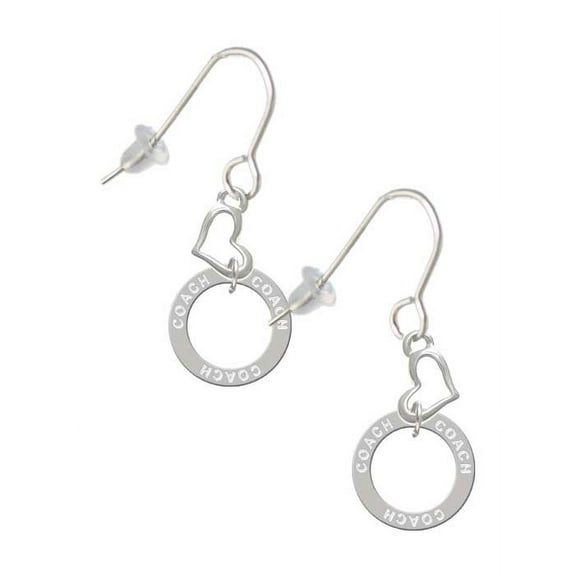 Silvertone Coach Eternity Ring Heart French Earrings
