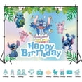 thumbnail image 2 of Fondo de fotografía de feliz cumpleaños con temática de dibujos animados Aloha, fondo de foto de verano tropical, pancarta de decoración de fiesta con temática de dibujos animados de 1,5 x 0,9 m, 2 of 4