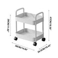 thumbnail image 4 of 2-Tier Storage Cart,Multifunction Utility Rolling Cart Kitchen Storage Organizer,Mobile Shelving Unit Cart with Wheels for Bathroom,Laundry,Living Room, 18.5×15 inch, White, 4 of 6