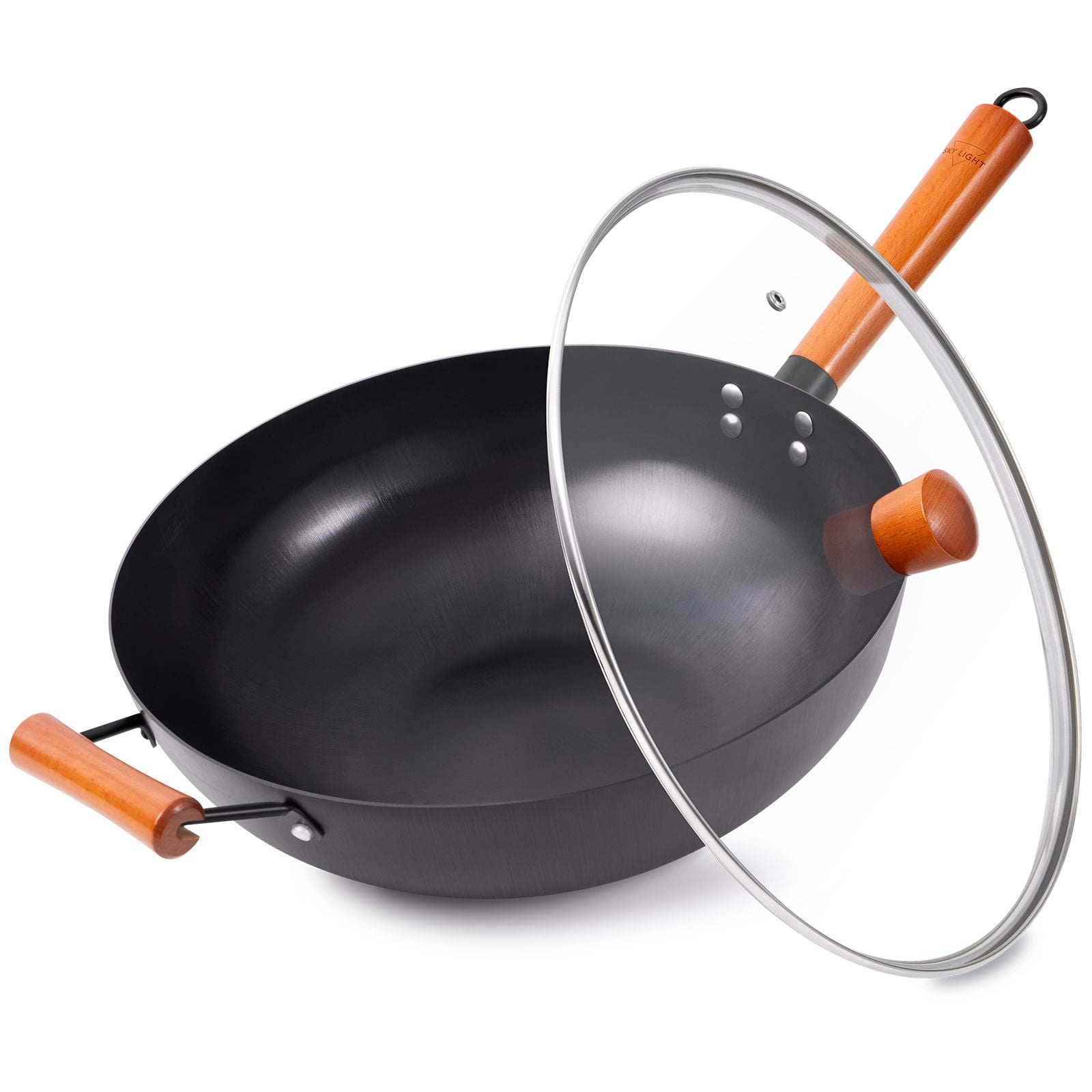 Wok Pan with Lid, SKY LIGHT No Chemical Stir Fry Pan 13.5 inch