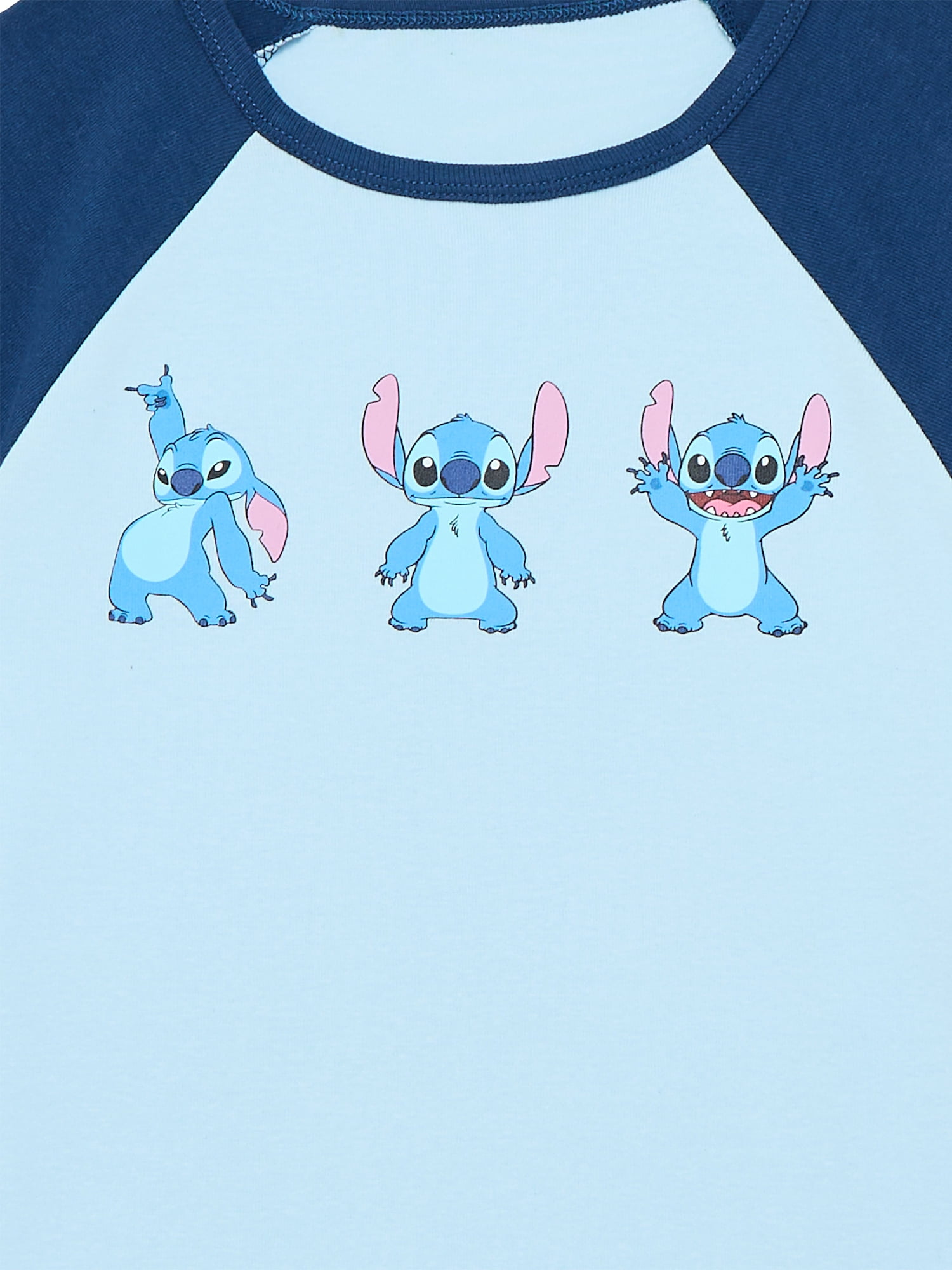 Lilo and Stitch Girls Raglan Graphic Tee with Short Sleeves, Sizes 4-16