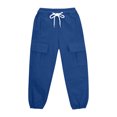 thumbnail image 5 of MKOSPLRT 3-12 Years High Waist Cargo Pants for Kid Drawstring Baggy Wide Leg Pants Solid Color Cinch Bottom Sweatpants Fashion Y2k Pants with Pocket, 5 of 8