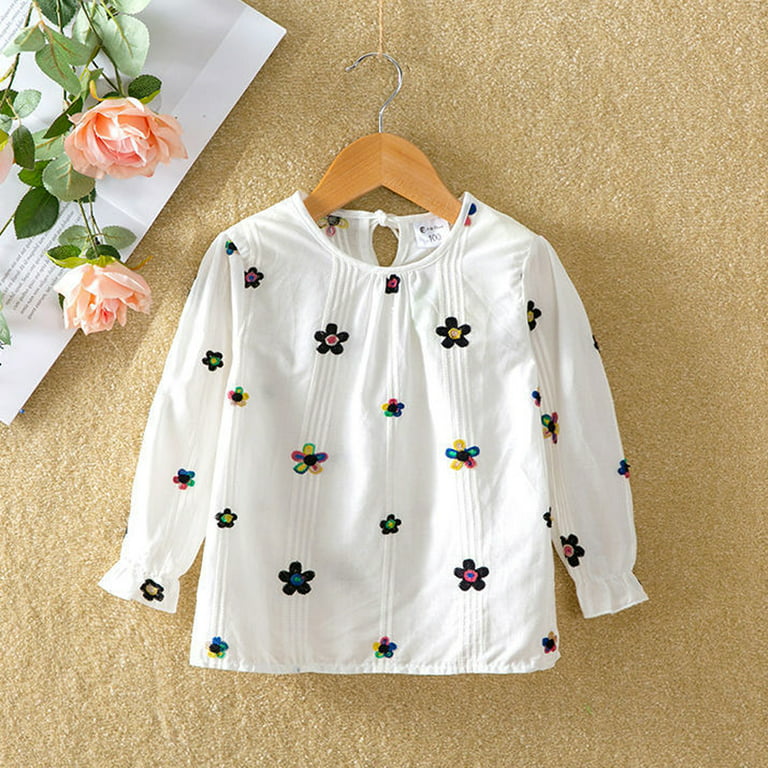 Buy - Flower Girl Girls Flower Printed Long Shirt , Beige/Multi -  KFGSS221998 On Smart Baby