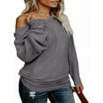 thumbnail image 3 of Womens Off The Shoulder Sweater Oversized Knit Long Sleeve Sweaters Tunic Tops, 3 of 5