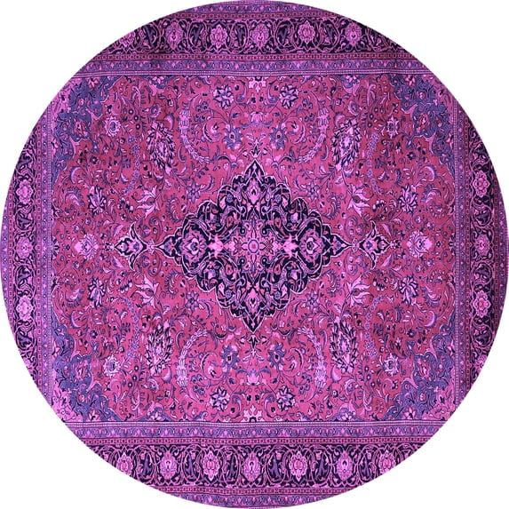Ahgly Company Indoor Round Medallion Purple Traditional Area Rugs, 5' Round