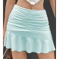 thumbnail image 3 of Femmes Robe Plissée Dame Volant Solide Mini Jupe Été Bas Filles Mini Jupe Eau Rose S, 3 of 10