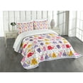 thumbnail image 3 of Ambesonne Animal Quilted Bedspread Set 3 Pcs, Dancing Floral s, Queen Size, Multicolor, 3 of 5