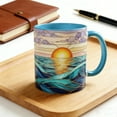 thumbnail image 3 of Stained Glass Sunset Mountain Mug Unique Artistic Coffee Mug Colorful Glass Tea Cup Home Kitchen Decor Mug for Hot Drinks Beverage Cup, Color, 1pc, 3 of 10