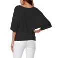 thumbnail image 3 of Plus Size Women's V Neck T Shirt: Batwing Sleeve, Loose Fit, Solid Color, Comfortable, 3 of 5