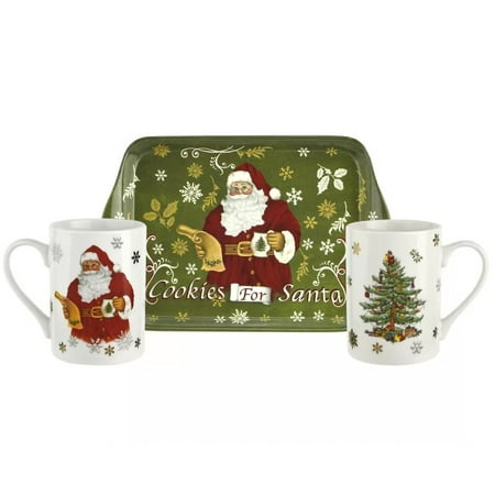 

Christmas Tree 3 Piece Mug Tray Set Cookies Santa