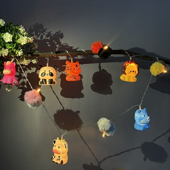 Animal Theme Decor String Lights,1.65m 10LEDs, 2AA Battery Operated,Light Up Your Childhood