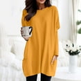 thumbnail image 2 of Fgnfyis Womens Tops Autumn Winter Casual Fashion Round Neck Long Sleeve Long T Shirt Top Pocket Puff Sleeve Print T Shirts for Women Yellow S, 2 of 4