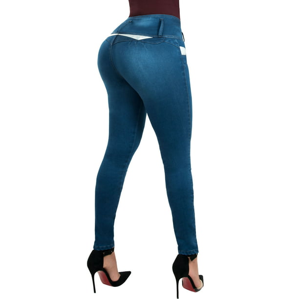 para justificar ligeramente Popa Butt Lifter Women Skinny Jeans High Rise Waist Push Up Authenthic Levanta  Cola Pantalones Colombianos Blue 510BB by Fiorella Shapewear - Walmart.com