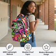 thumbnail image 5 of Uorisanigo Kids Backpack for School, Lightweight Durable Teens Bookbag for Elementary Preschool, Large Capacity Daypack with Side Pocket for Vacation Neon Graffiti Dinosaur, 5 of 7