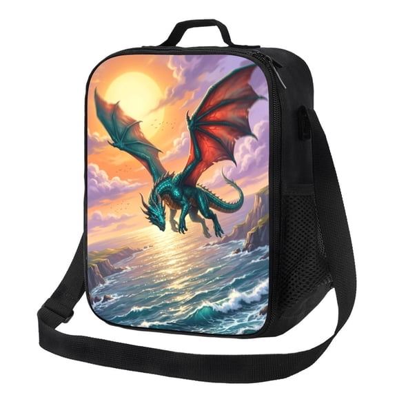 Dragon Lunch Box Cool Dragon Insulated Hot Cold Lunch Bag Reusable Thermal Cooler Tote With Shoulder Strap For Travel Picnic Hiking Adults