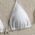 thumbnail image 5 of Sevevn Women's 3 Piece Bikini Set Halter Triangle Top with Side Tie Bottom and Textured Cover Up Shorts White S, 5 of 6