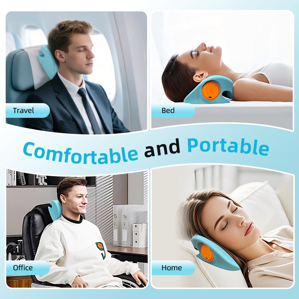 Neck Massager Pillow with Heat, Electric Neck and Shoulder Massager with 6 EMS Massage Modes 9 Adjustable Levels, 4 Vibration Level, Remote Control, Blue