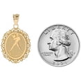 thumbnail image 2 of JackAni 10k Yellow Gold Magnificent Filigree Frame Aquarius Oval Pendant, 2 of 5