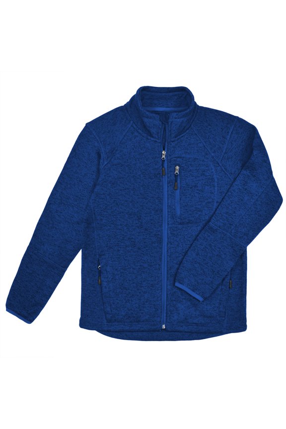 Men's Long Sleeve Fleece Full Zip Jacket - Blue - XXL