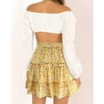 thumbnail image 2 of Women's Summer Cute High Waist Ruffle Skirt Floral Print Swing Beach Mini Skirt, 2 of 8