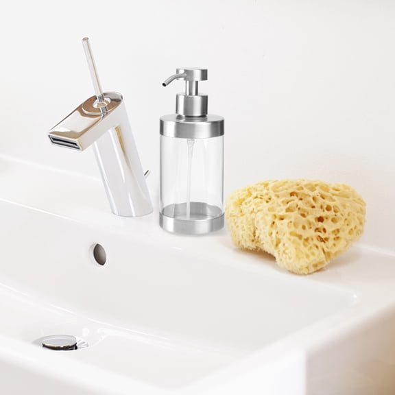 Yuangui 304 Stainless Steel Foaming Soap Dispenser with Acrylic Transparent Manual Pump for Kitchen and Bathroom Countertops