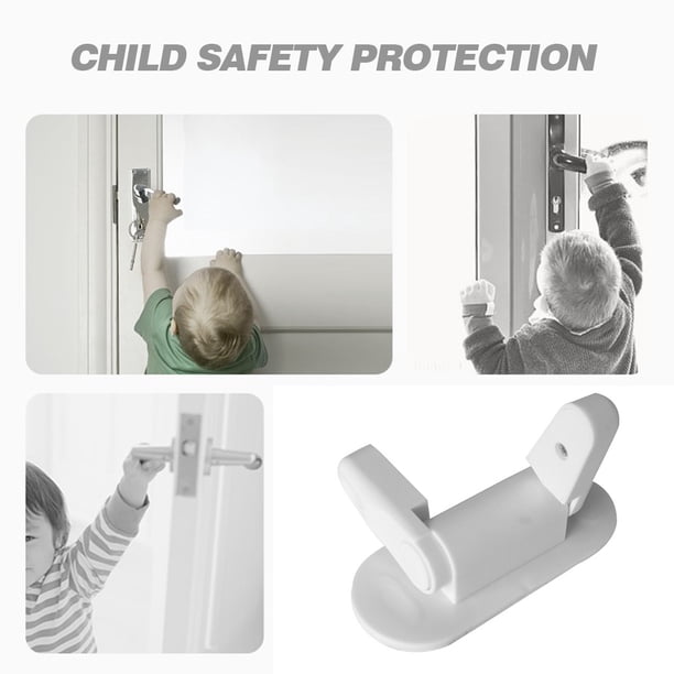 Cerradura de palanca de puerta de plástico Cerradura de manija de puerta antirrobo a prueba de niños autoadhesiva Likrtyny 5ys3pw2ds7yy9xf3