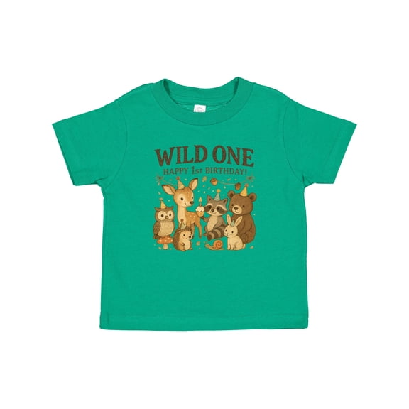 Inktastic Wild One Happy 1st Birthday Woodland Animals Boys or Girls Baby T-Shirt