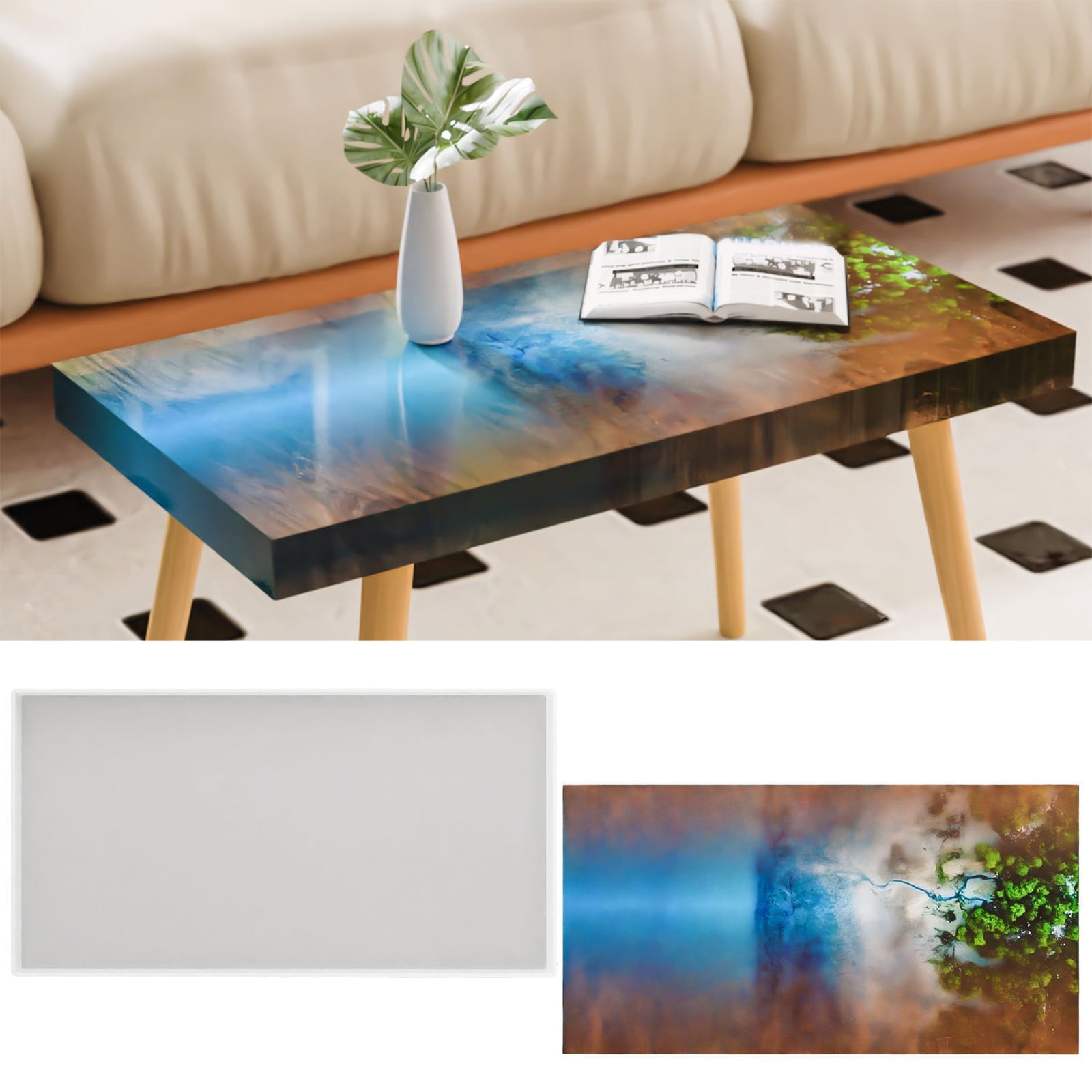 Flexible Silicone Mold Rectangular Shape Crafting Moulds Epoxy Resin Table Moulds Perfect for Epoxy Resin River Tables