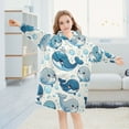 thumbnail image 5 of Dailycode Wearable Blanket Hoodie Oversized Sherpa Flannel Blankets with Pocket for 3-14 Year Old Cartoon Bubbles and Whale, 5 of 7