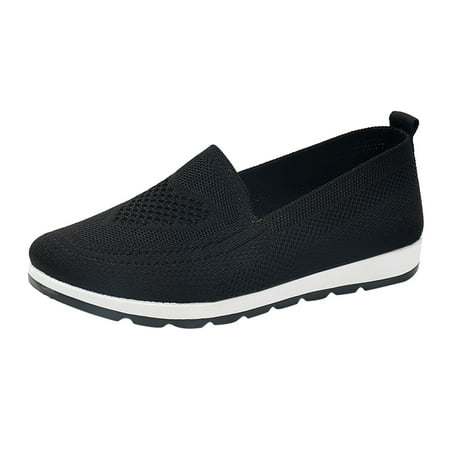 Siilsaa Walking Sneakers for Women Slip On Fashion Sneaker Slip on Shoes for Women Loafers Comfort Casual Low Top Sneakers Black 7.5