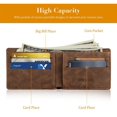 thumbnail image 3 of PU Leather Wallet for Men, Slim Leather Bifold Design，Genuine Leather ID Window Card Case, RFID Blocking Wallet with 6 Slots, Brown, 3 of 9