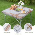 thumbnail image 4 of White Rose Gold Marble Pattern Square Fitted Tablecloth with Elastic Edge,Square Table Cover,Washable Elastic Table Cover for Home Kitchen Party Decor 34"x34", 4 of 6
