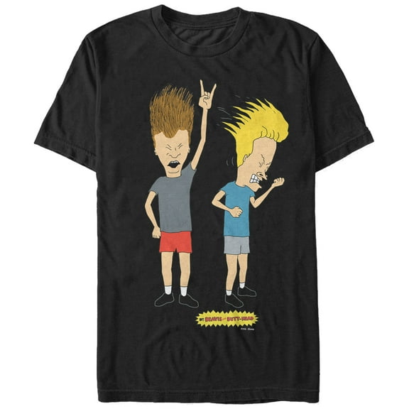 Men's Beavis and Butt-Head Head Banging Rockers  Graphic Tee Black 2X Large