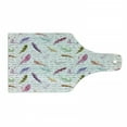 thumbnail image 1 of Feather Cutting Board, Colorful Feathers and Hand Written Text Romantic Retro Style Antique Design, Decorative Tempered Glass Cutting and Serving Board, Wine Bottle Shape, Multicolor, by Ambesonne, 1 of 1