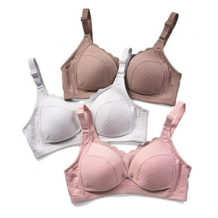 

Xmarks Women Feeding Maternity Nursing Comfortable Mothers Underwear Cotton Wire Free Pregnant Front Buttons Open Breastfeeding Bra(3-Packs)