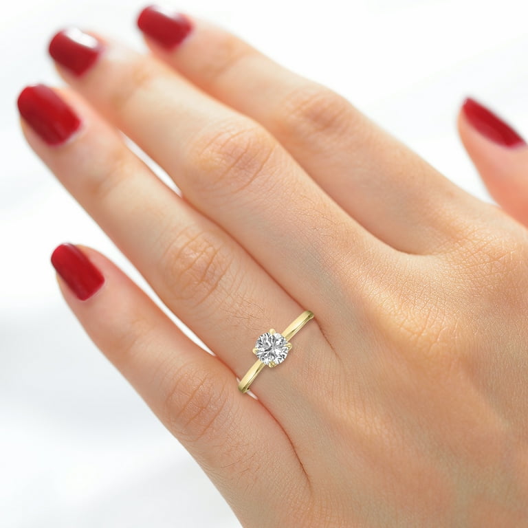 SZUL Women s Lab Grown 3 4 Carat Diamond Solitaire Ring in 14K Yellow Gold F G Color VVS1 VVS2 Clarity