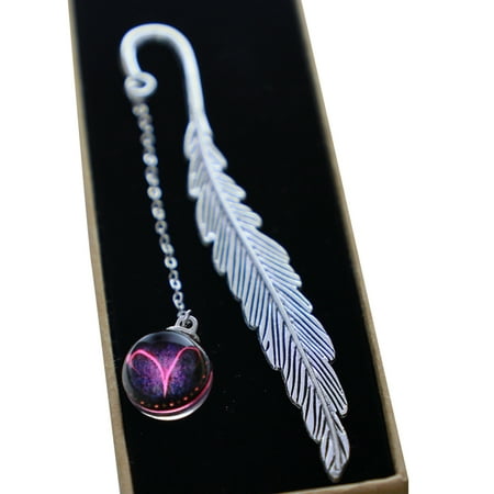 

Birthday Constellations Metal Feather Bookmark Luminous Pendant Is Practical Birthday Constellations Metal Feather Bookmark Readers Student Friend Bookmark good-looking Pink Aries